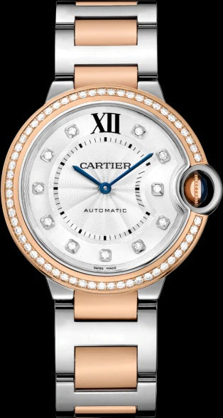 Cartier 36MM SS/RG BB with Diamond Dial Model #W3BB0004