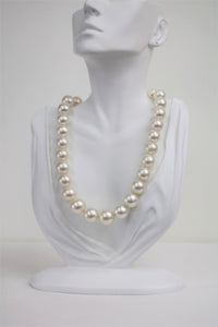 14-17mm South Sea Round Necklace White Rose with Gold Clasp