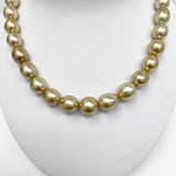 12-14mm Golden South Sea Drop/Oval Pearl Necklace with Gold Clasp