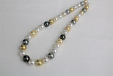 10-12mm Golden South Sea and Tahitian Multi Color Round Necklace with Gold Clasp