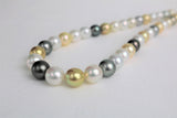 10-12mm Golden South Sea and Tahitian Multi Color Round Necklace with Gold Clasp