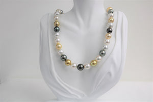 10-12mm Golden South Sea and Tahitian Multi Color Round Necklace with Gold Clasp