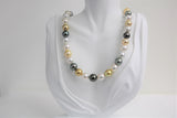 10-12mm Golden South Sea and Tahitian Multi Color Round Necklace with Gold Clasp