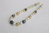 10-12mm Golden South Sea and Tahitian Multi Color Round Necklace with Gold Clasp