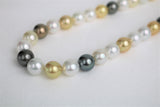 10-12mm Golden South Sea and Tahitian Multi Color Round Necklace with Gold Clasp