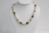 10-12mm Golden South Sea and Tahitian Multi Color Round Necklace with Gold Clasp