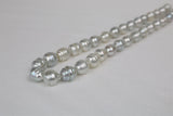 10-12mm South Sea White-Silver Circle Baroque Necklace with Gold Clasp