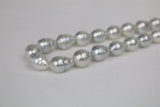 10-12mm South Sea White-Silver Circle Baroque Necklace with Gold Clasp
