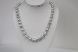 10-12mm South Sea White-Silver Circle Baroque Necklace with Gold Clasp