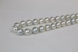 10-12mm South Sea White-Silver Circle Baroque Necklace with Gold Clasp