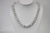 10-12mm South Sea White-Silver Circle Baroque Necklace with Gold Clasp