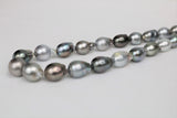 12-14mm Tahitian Multi Color Free Form Baroque Necklace with Gold Clasp