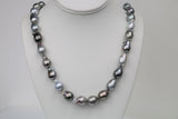 12-14mm Tahitian Multi Color Free Form Baroque Necklace with Gold Clasp