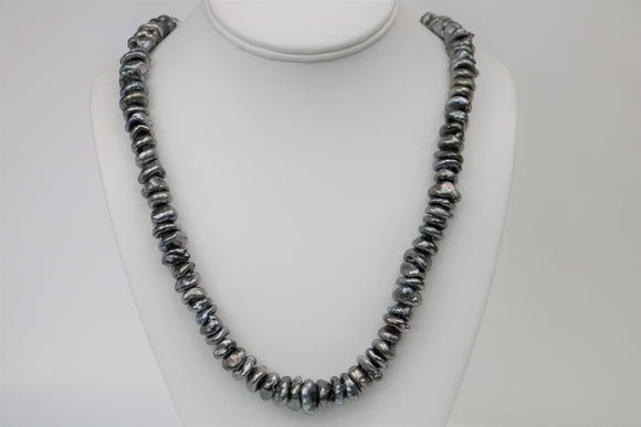 10mm Tahitian Keshi Necklace with Gold Clasp