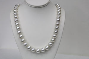 12-15mm South Sea Round White Necklace with Gold Clasp