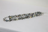 7-11mm Tahitian Multi Color Long Drop Necklace with Gold Clasp