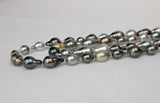 7-11mm Tahitian Multi Color Long Drop Necklace with Gold Clasp