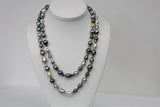 7-11mm Tahitian Multi Color Long Drop Necklace with Gold Clasp