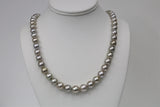 8-10mm Purple Silver Tahitian Round Necklace with Gold Clasp