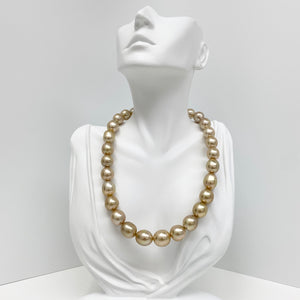 12-15mm South Sea Oval Pearl Necklace with Gold Clasp