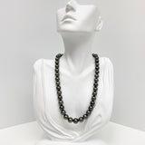 8-10mm Tahitian Dark Multicolor Round Pearl Necklace with Gold Clasp