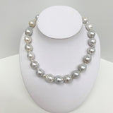 15-17mm South Sea White Drop/Baroque Pearl Necklace with Gold Clasp
