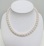 8.5-9mm Akoya Pink Overtones Round Pearl Necklace with Gold Clasp