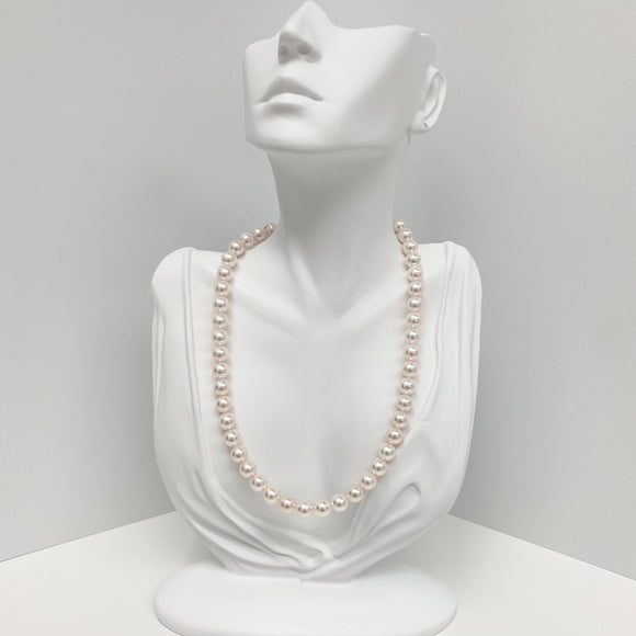 8.5-9mm Akoya Pink Overtones Round Pearl Necklace with Gold Clasp