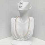 8.5-9mm Akoya Pink Overtones Round Pearl Necklace with Gold Clasp