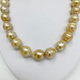 14-16mm South Sea Golden Circled Baroque Pearl Necklace with Gold Clasp