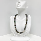 11-12mm Tahitian Multicolor Near-Round Pearl Necklace with Gold Clasp