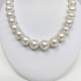 14-17mm South Sea White Circled Button Pearl Necklace with Gold Clasp