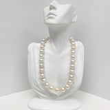 14-17mm South Sea White Circled Button Pearl Necklace with Gold Clasp