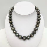 14-17mm Tahitian Dark Near-Round Pearl Necklace with Gold Clasp