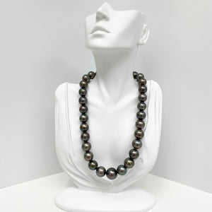 14-17mm Tahitian Dark Near-Round Pearl Necklace with Gold Clasp