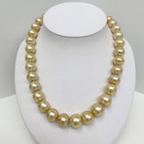 13-16mm South Sea Medium Golden Button Pearl Necklace with Gold Clasp