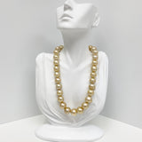 13-16mm South Sea Medium Golden Button Pearl Necklace with Gold Clasp