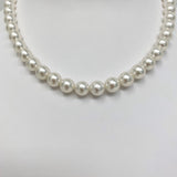 7-9mm South Sea White Round Pearl Necklace with Gold Clasp