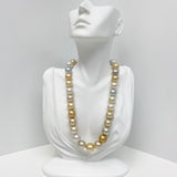 13-15mm South Sea White and Golden Near-Round Necklace with Gold Clasp
