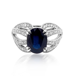 3.12ct Natural Ceylon Blue Sapphire 14K White Gold Ring