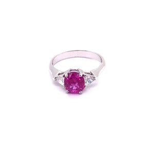 GIA 2.04ct Natural Ruby 10K White Gold Ring