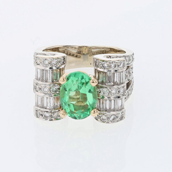 2ct Natural Emerald 14K White Gold Ring