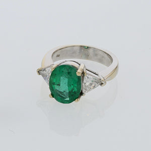 3.27ct Natural Colombian Emerald 18K White Gold Ring