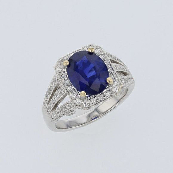 3.16ct Royal Blue Ceylon Sapphire 18K White Gold Ring