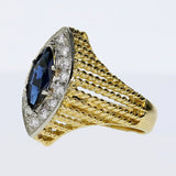 1.5ct Natural Blue Sapphire 18K Yellow Gold Ring