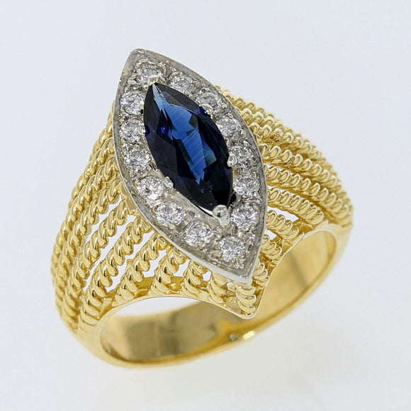 1.5ct Natural Blue Sapphire 18K Yellow Gold Ring