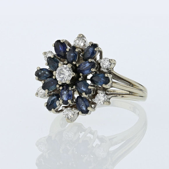 1ct Natural Blue Sapphire 14K White Gold Ring