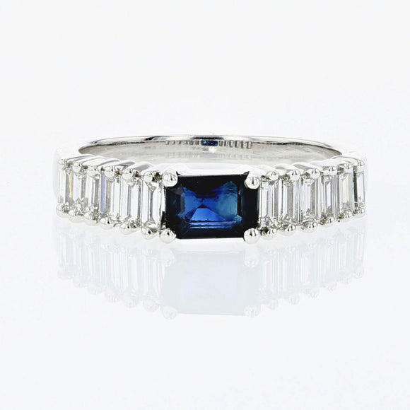 0.65ct Natural Blue Sapphire 14K White Gold Ring