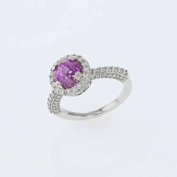 2.56ct Natural Pink Sapphire 14K White Gold Ring