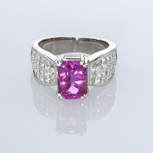 3.70ct Natural Pink Sapphire 18K White Gold Ring